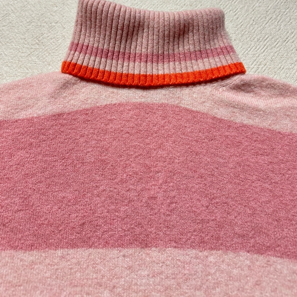 JCREW Pastel Pink Wool Striped Turtleneck Sweater M - Picture 8 of 8